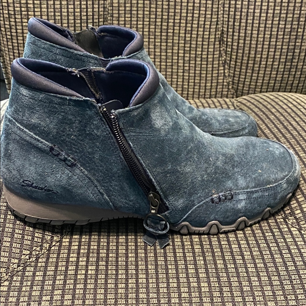 Skechers Blue Suede Ankle Boots